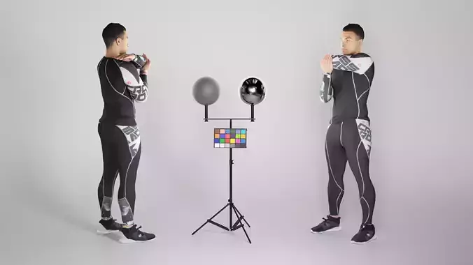 Muscular young man stretching arms 296 Low-poly 3D model