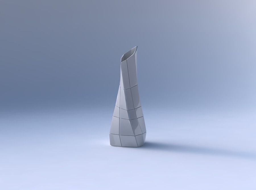 Vase twisted squeezed and bent rectangle 2 with large plates 3D print model_4