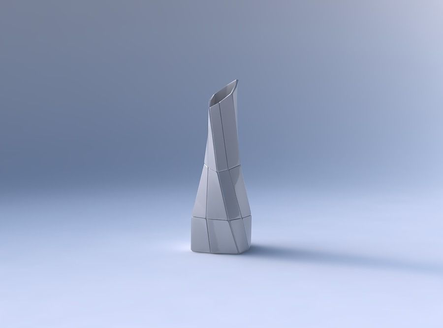 Vase twisted squeezed and bent rectangle 2 with huge plates 3D print model_4