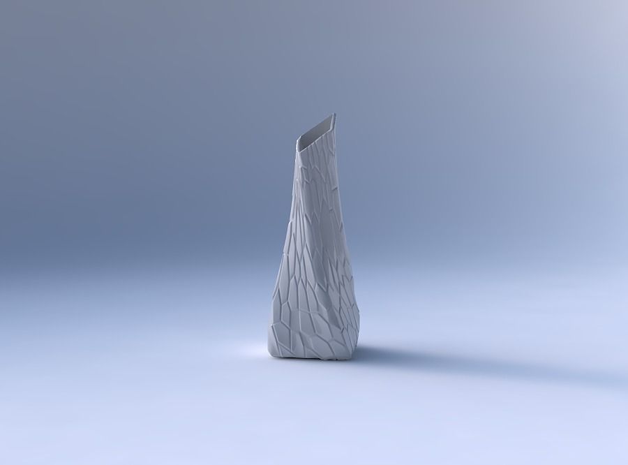 Vase twisted squeezed and bent rectangle 2 with organic cells 3D print model_4