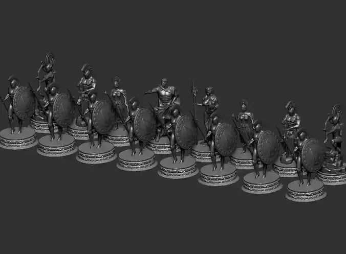 Antique CHESS BOARD complete bundle 3D print model