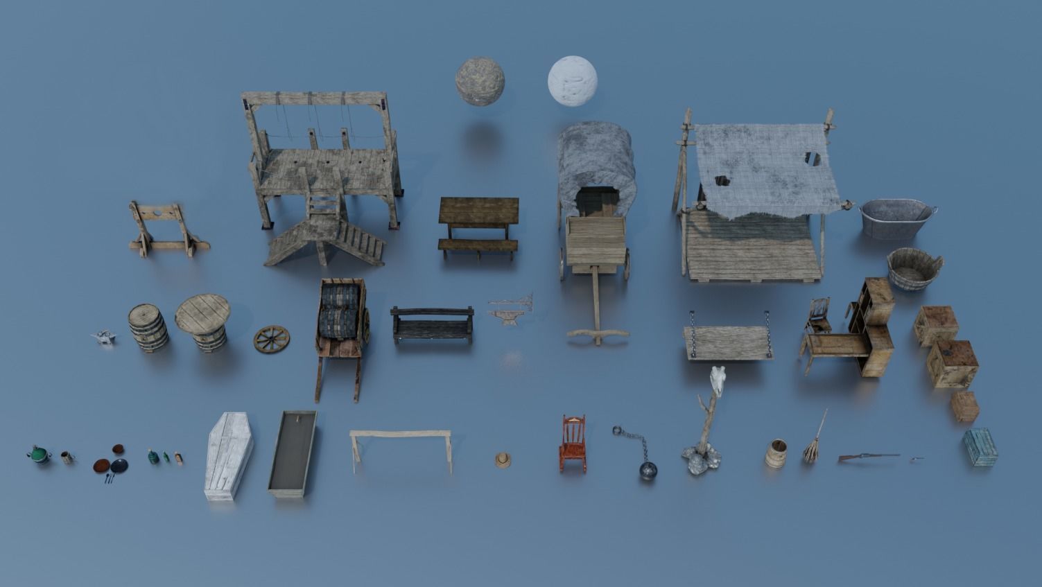 Klondike - Far West Village Low-poly 3D model_2