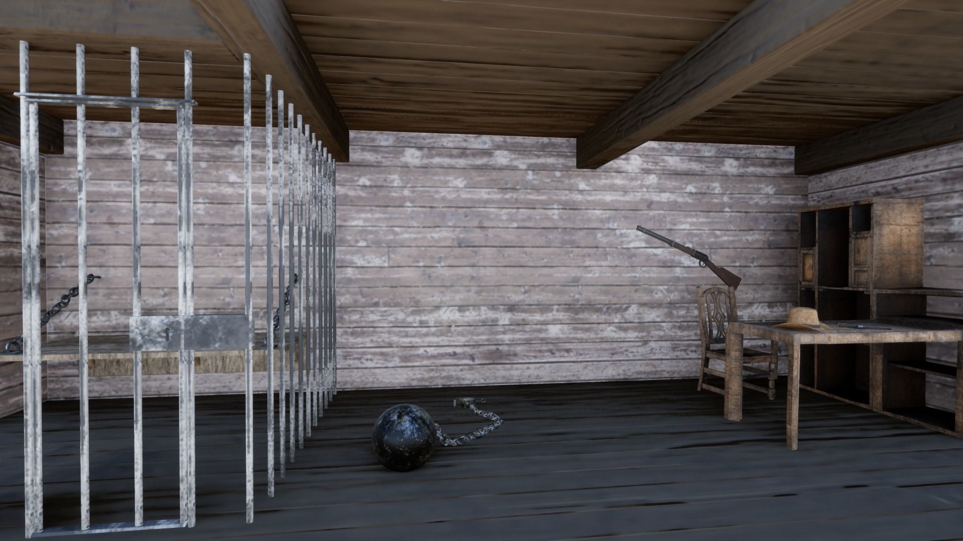 Klondike - Far West Village Low-poly 3D model_20