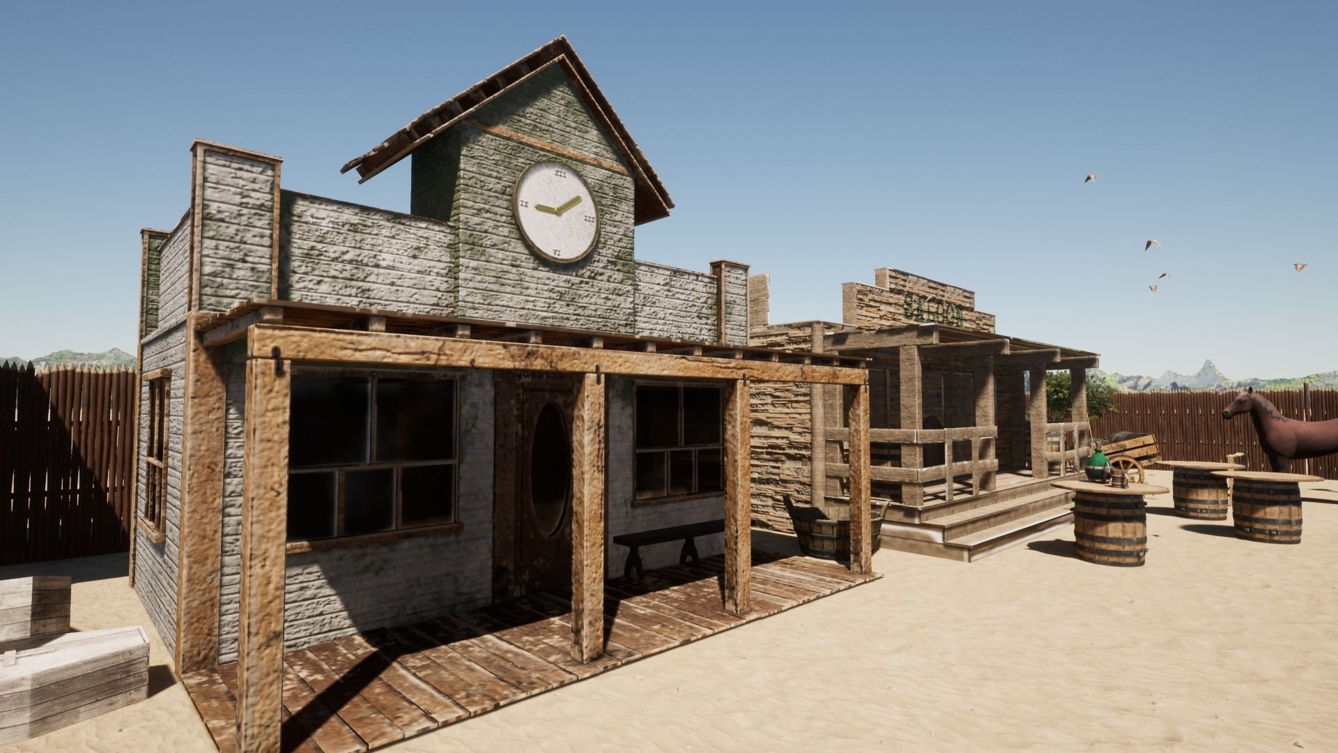 Klondike - Far West Village Low-poly 3D model_10
