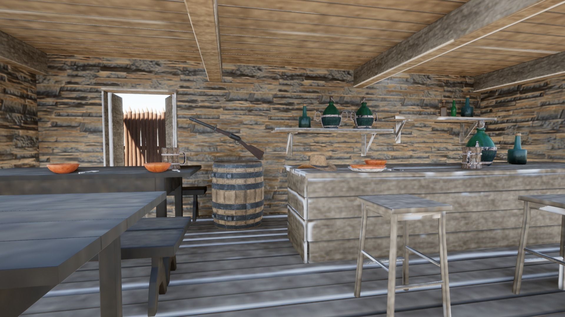 Klondike - Far West Village Low-poly 3D model_19