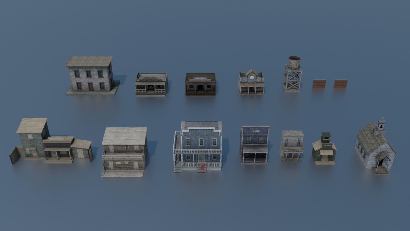 Klondike - Far West Village Low-poly 3D model_3