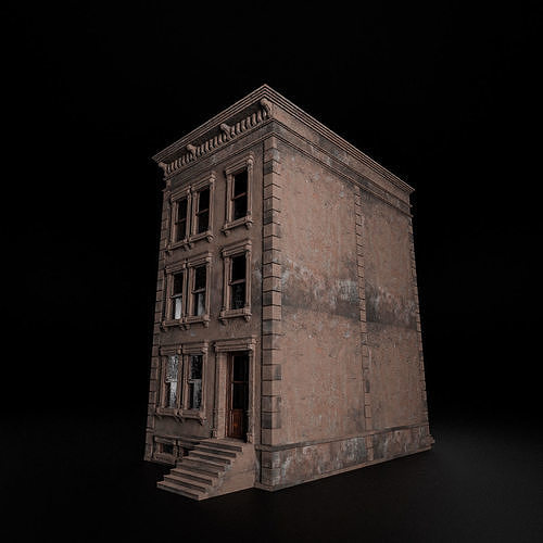 BROOKLYN BROWNSTONE REGULAR OLD BUILDING 001 Low-poly 3D model 4