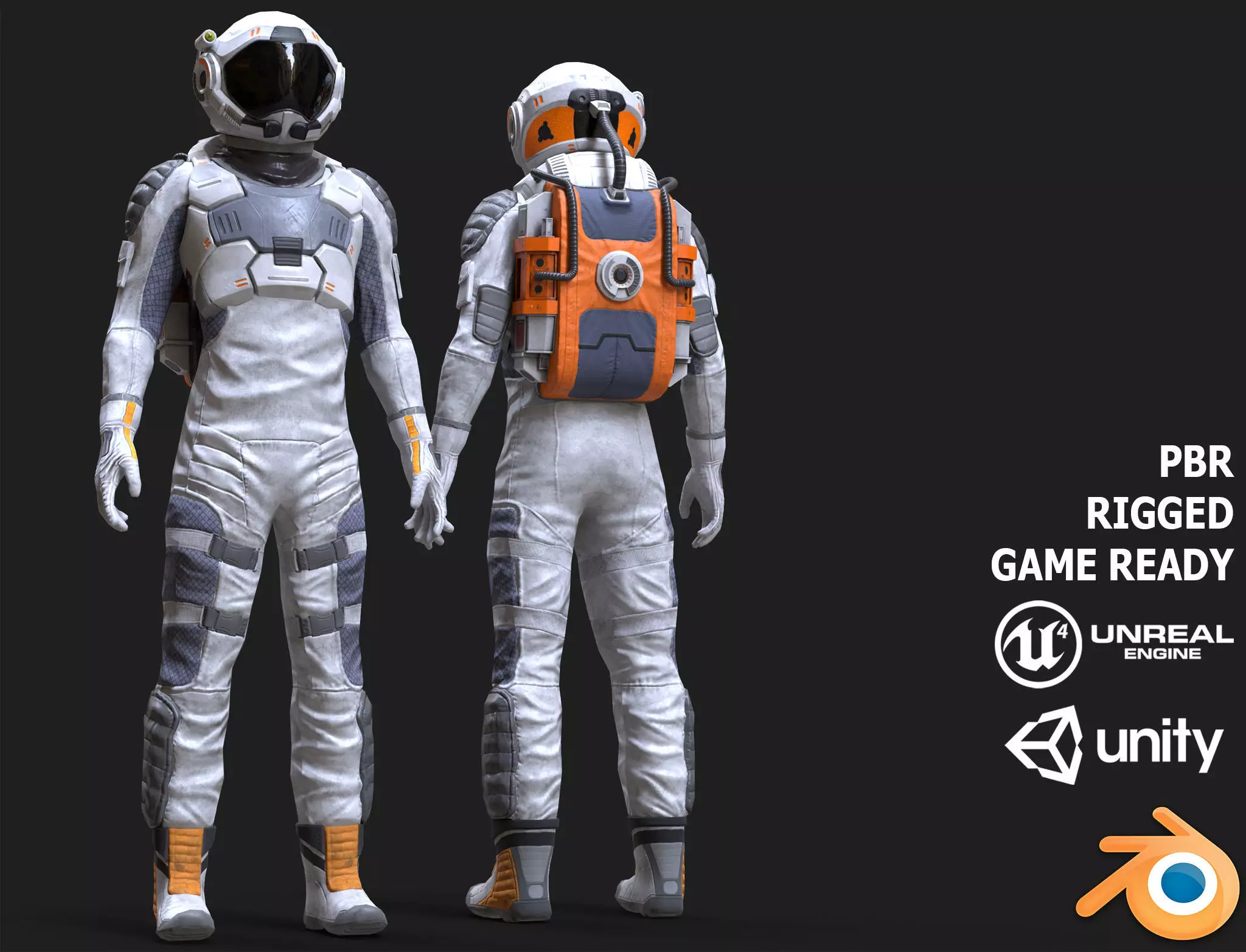 MX00 Male Space Suit V1 LITE VERSION Low-poly 3D model_0