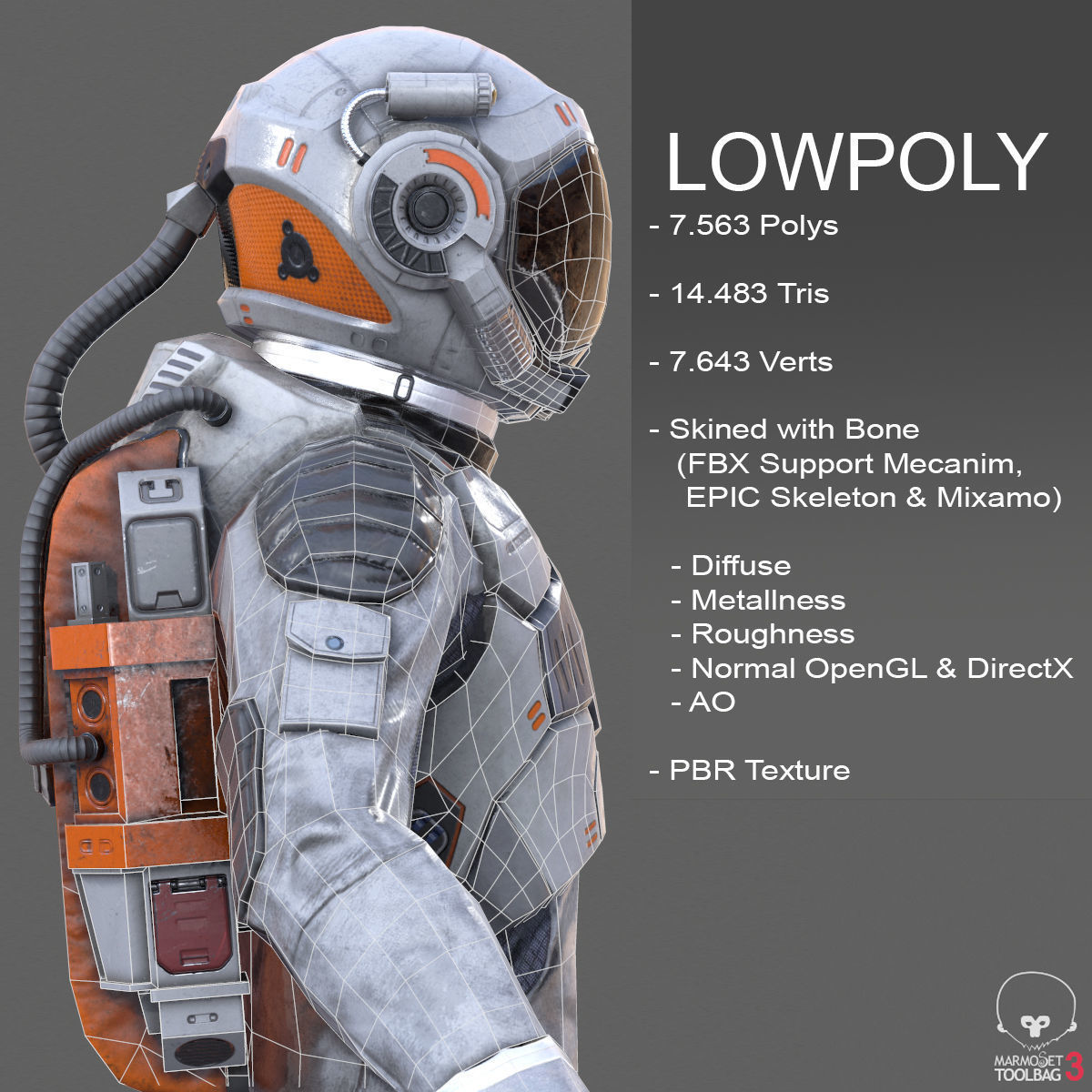 MX00 Male Space Suit V1 LITE VERSION Low-poly 3D model_1
