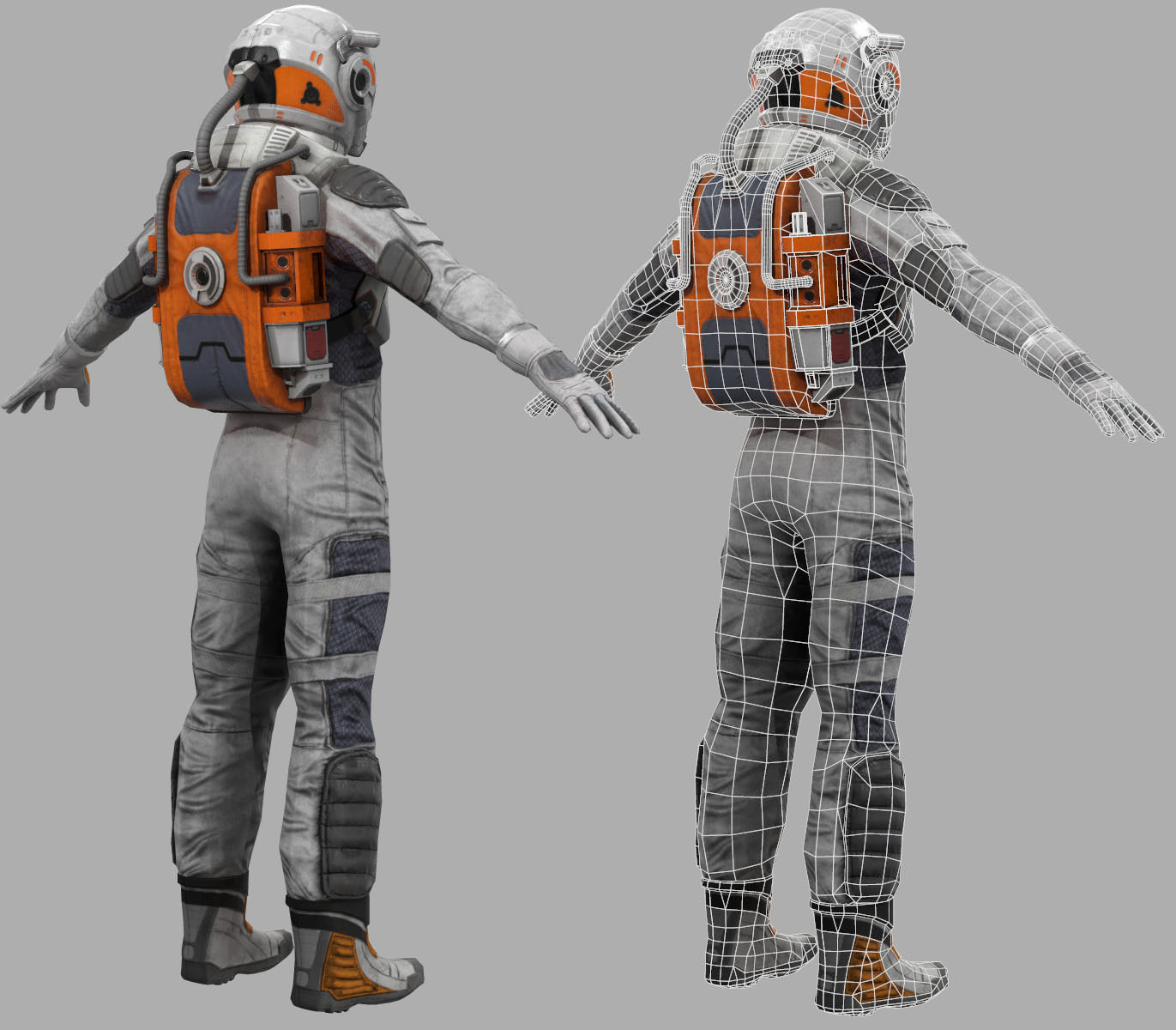 MX00 Male Space Suit V1 LITE VERSION Low-poly 3D model_5