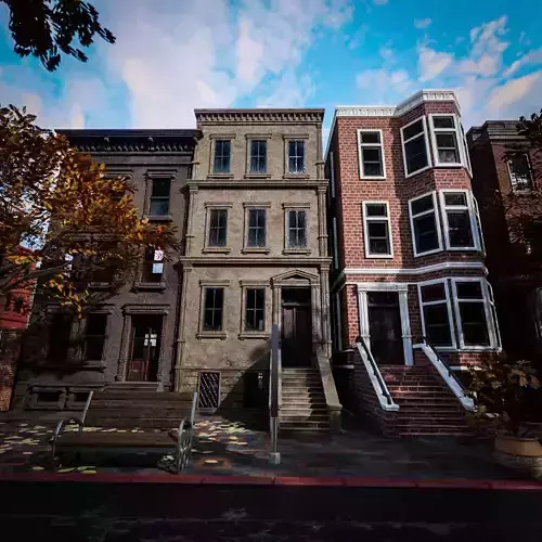 BROOKLYN BROWNSTONE REGULAR OLD BUILDING 002 Low-poly 3D model