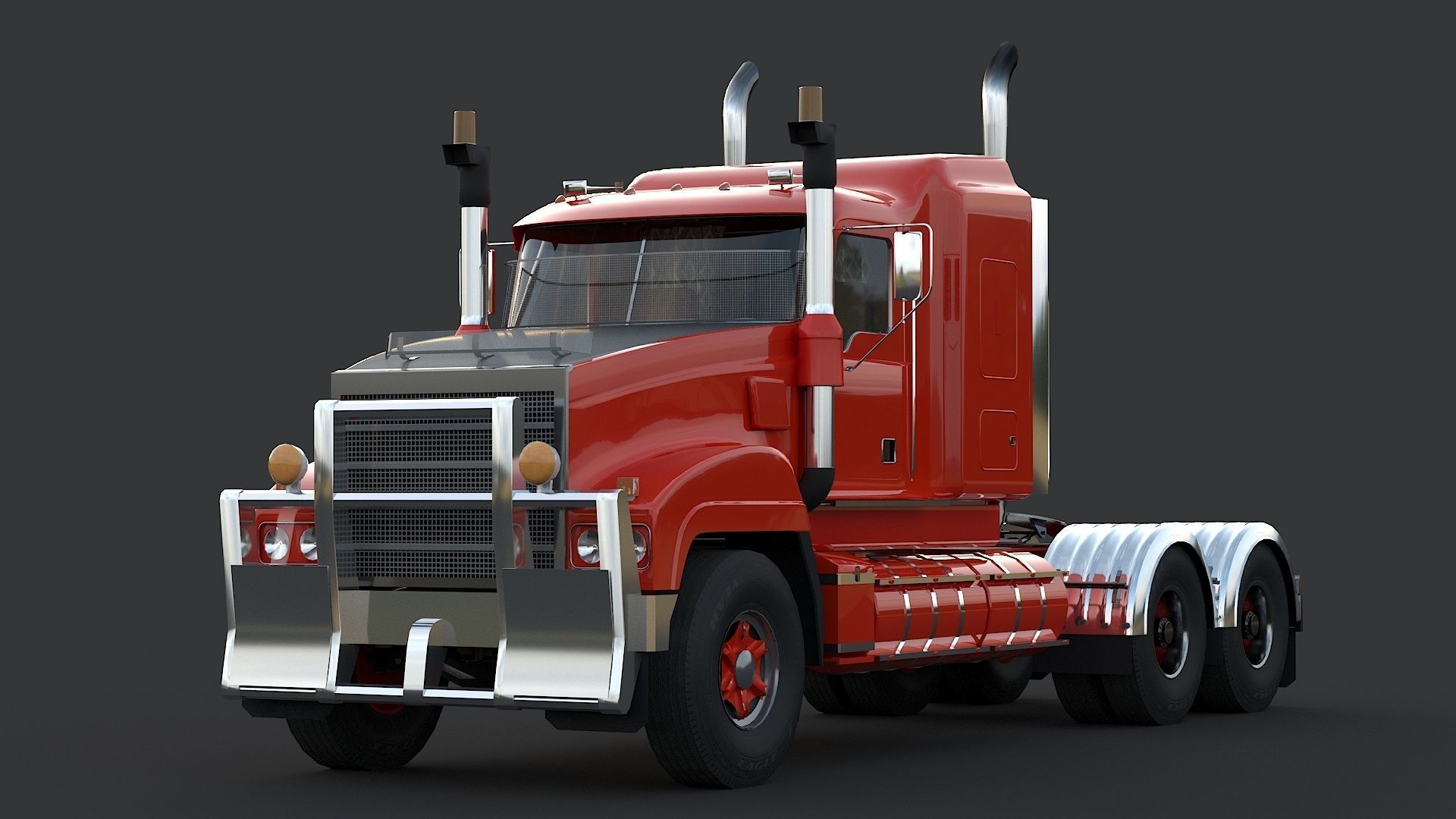 Industrial Truck with Trailers Low-poly 3D model_1