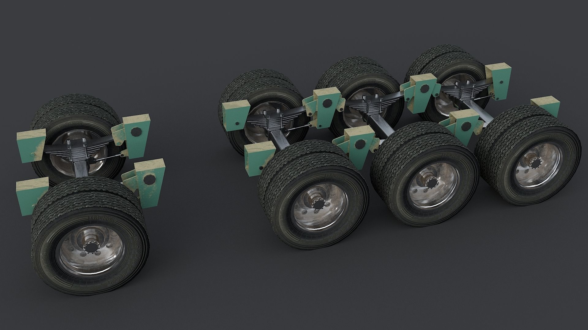 Industrial Truck with Trailers Low-poly 3D model_13