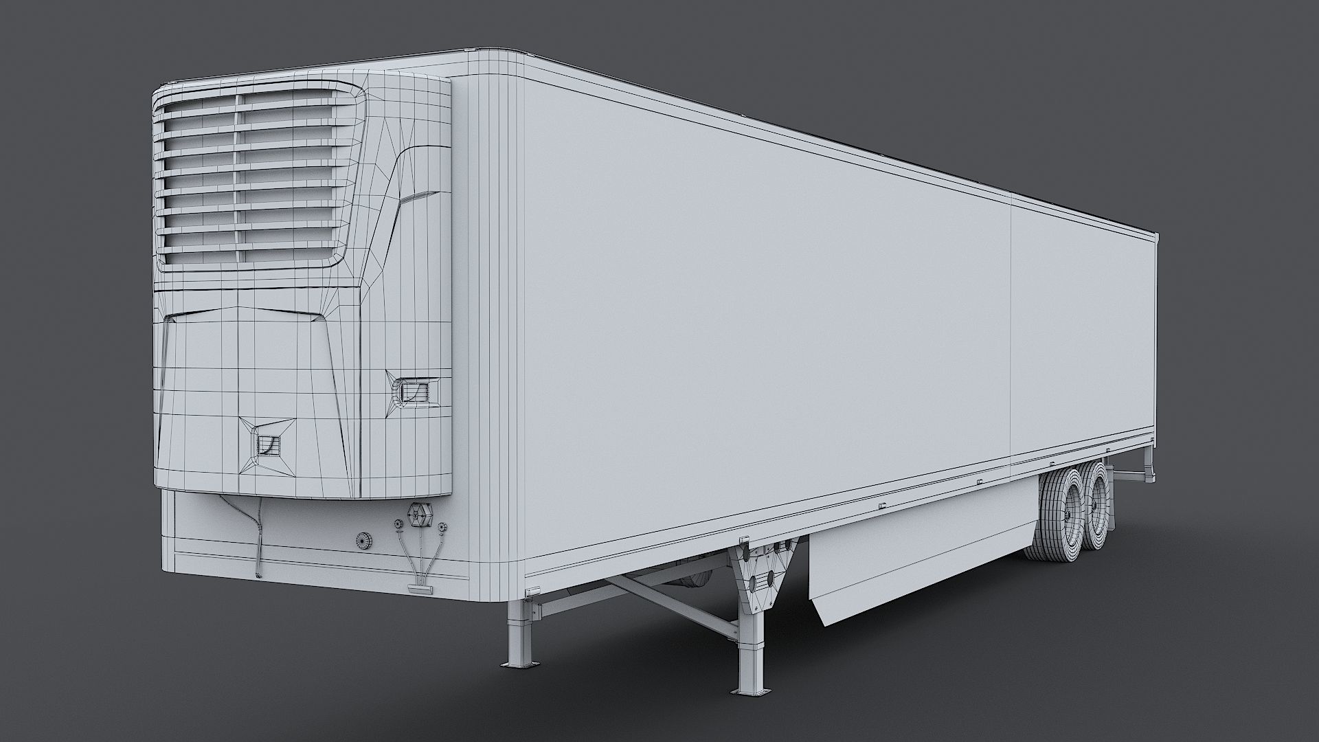 Industrial Truck with Trailers Low-poly 3D model_21
