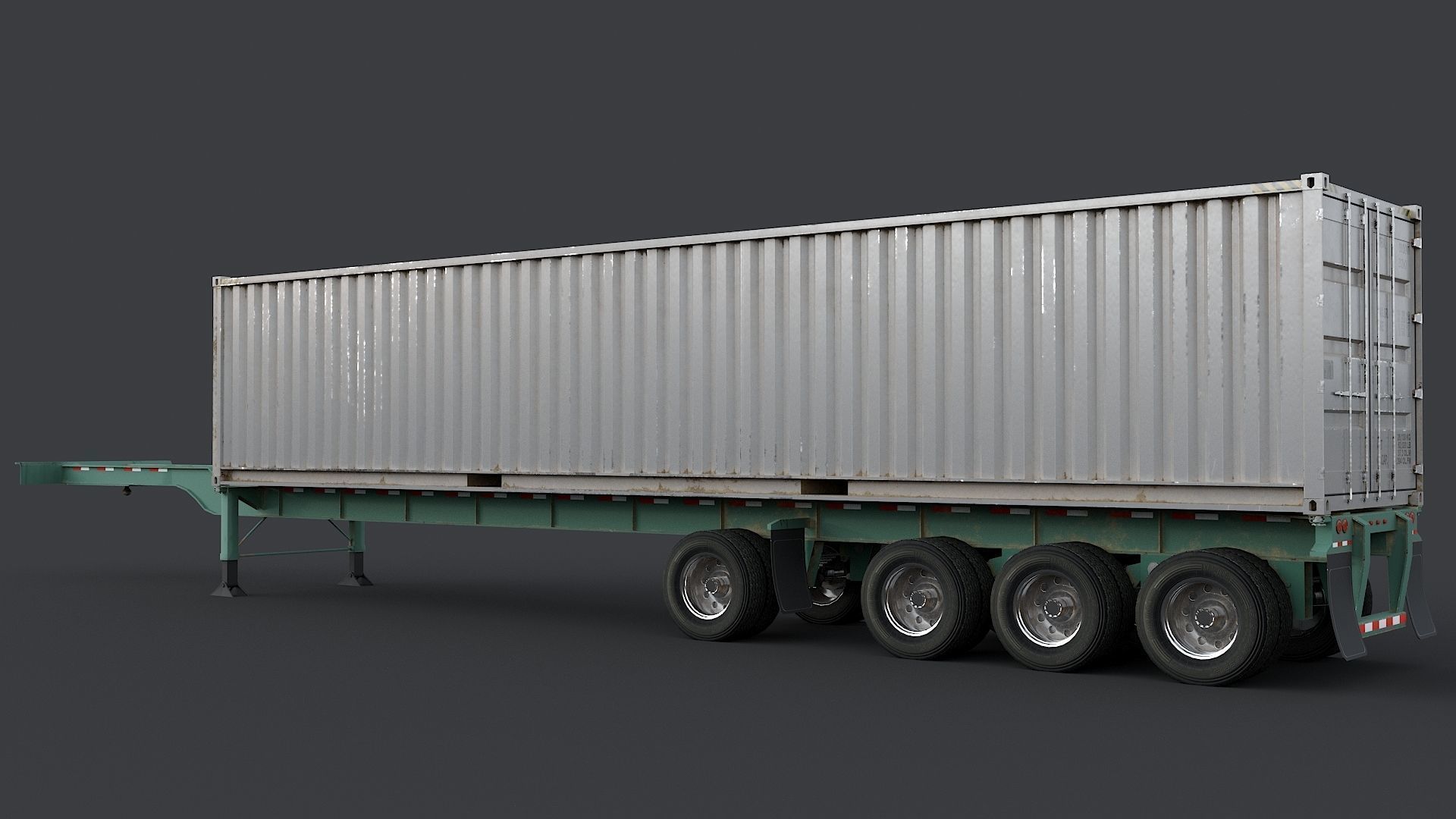 Industrial Truck with Trailers Low-poly 3D model_11