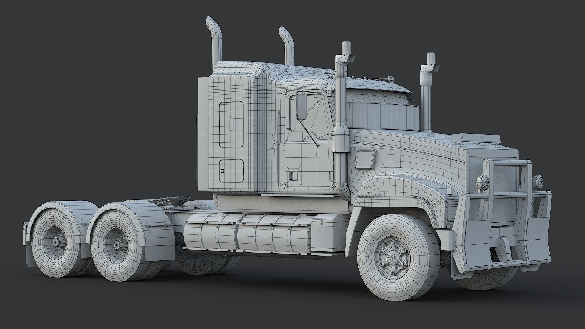 Industrial Truck with Trailers Low-poly 3D model_5