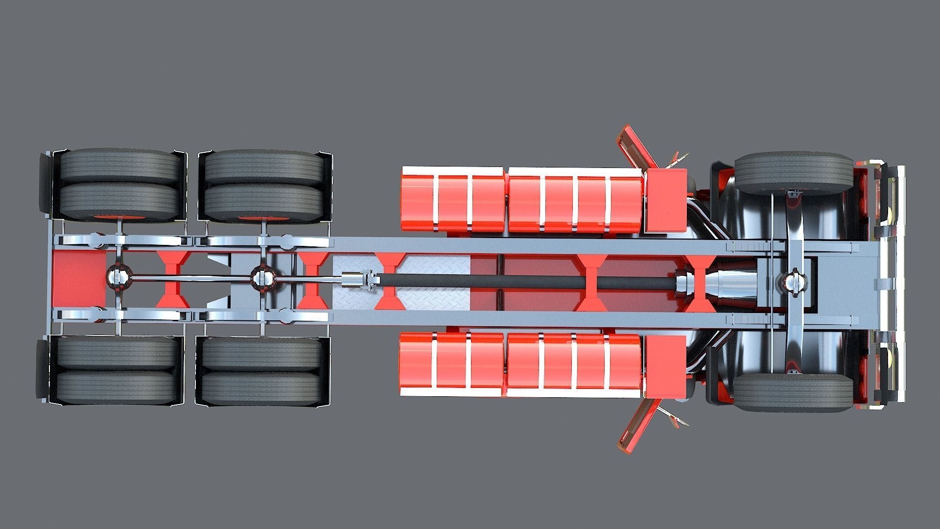 Industrial Truck with Trailers Low-poly 3D model_4