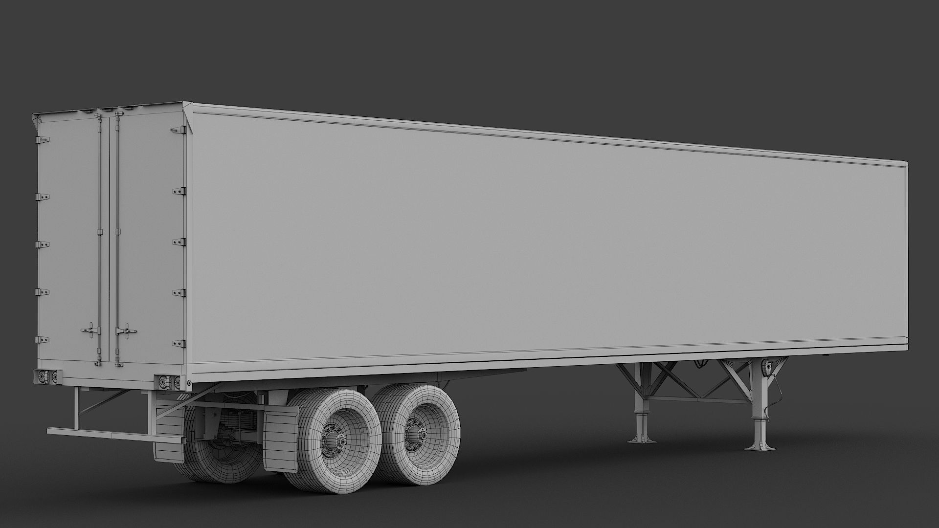 Industrial Truck with Trailers Low-poly 3D model_8
