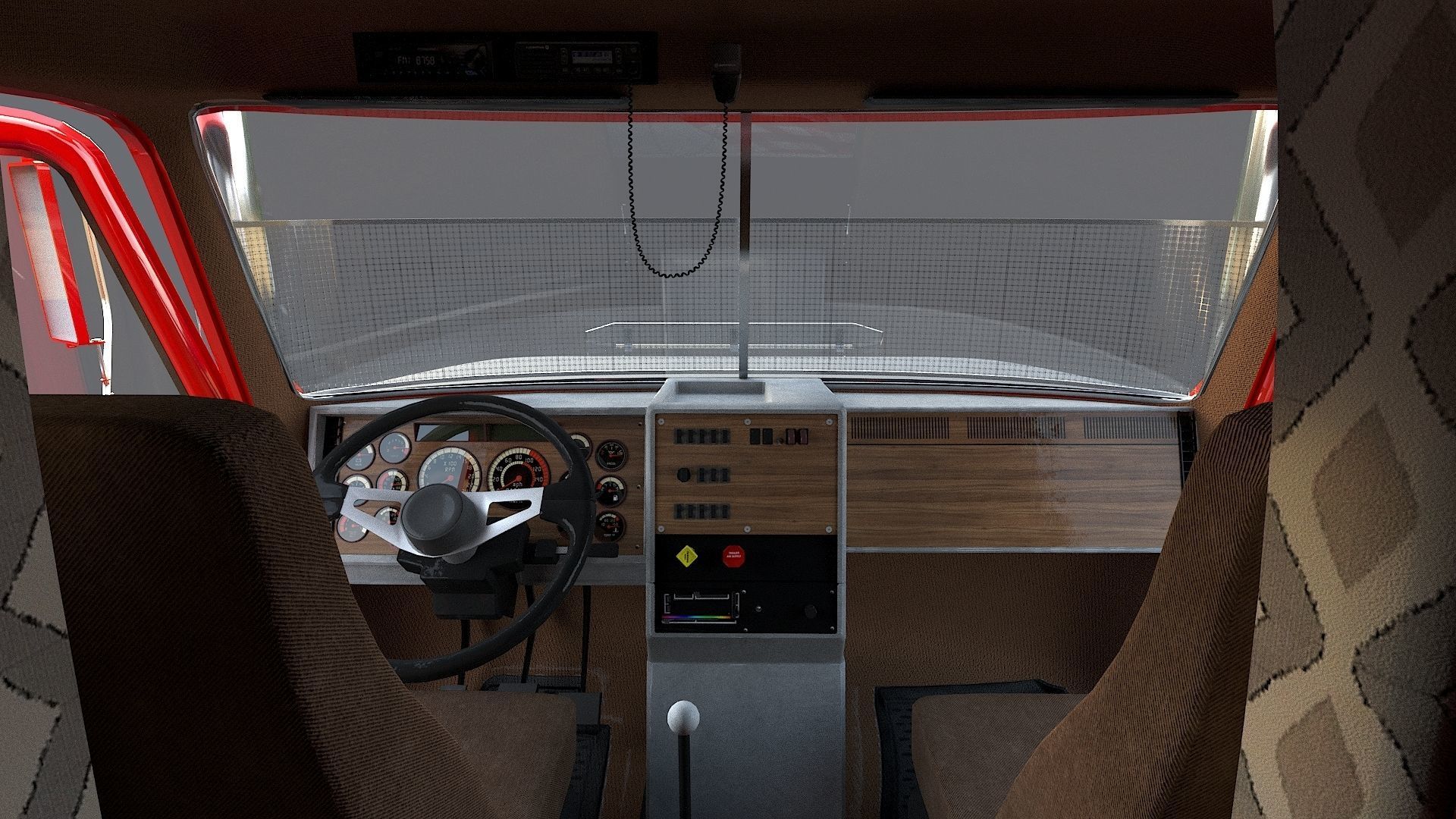 Industrial Truck with Trailers Low-poly 3D model_3