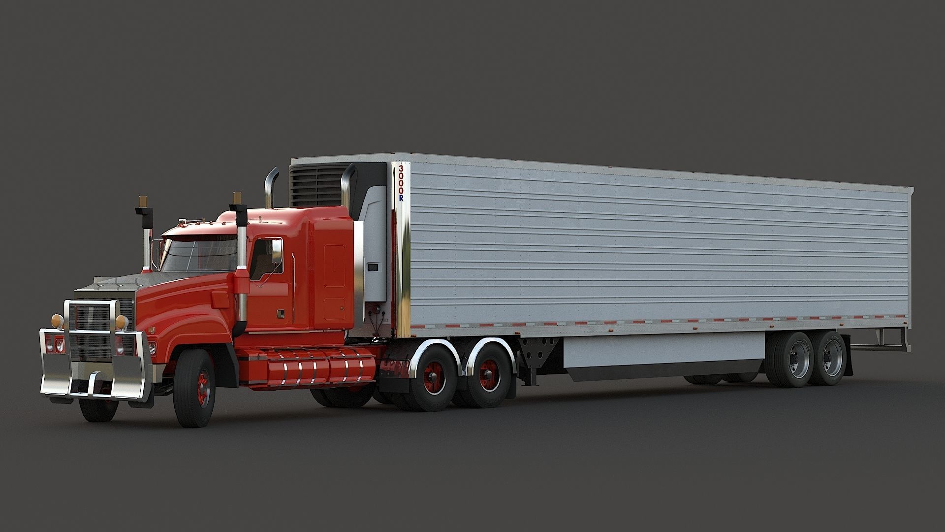 Industrial Truck with Trailers Low-poly 3D model_15