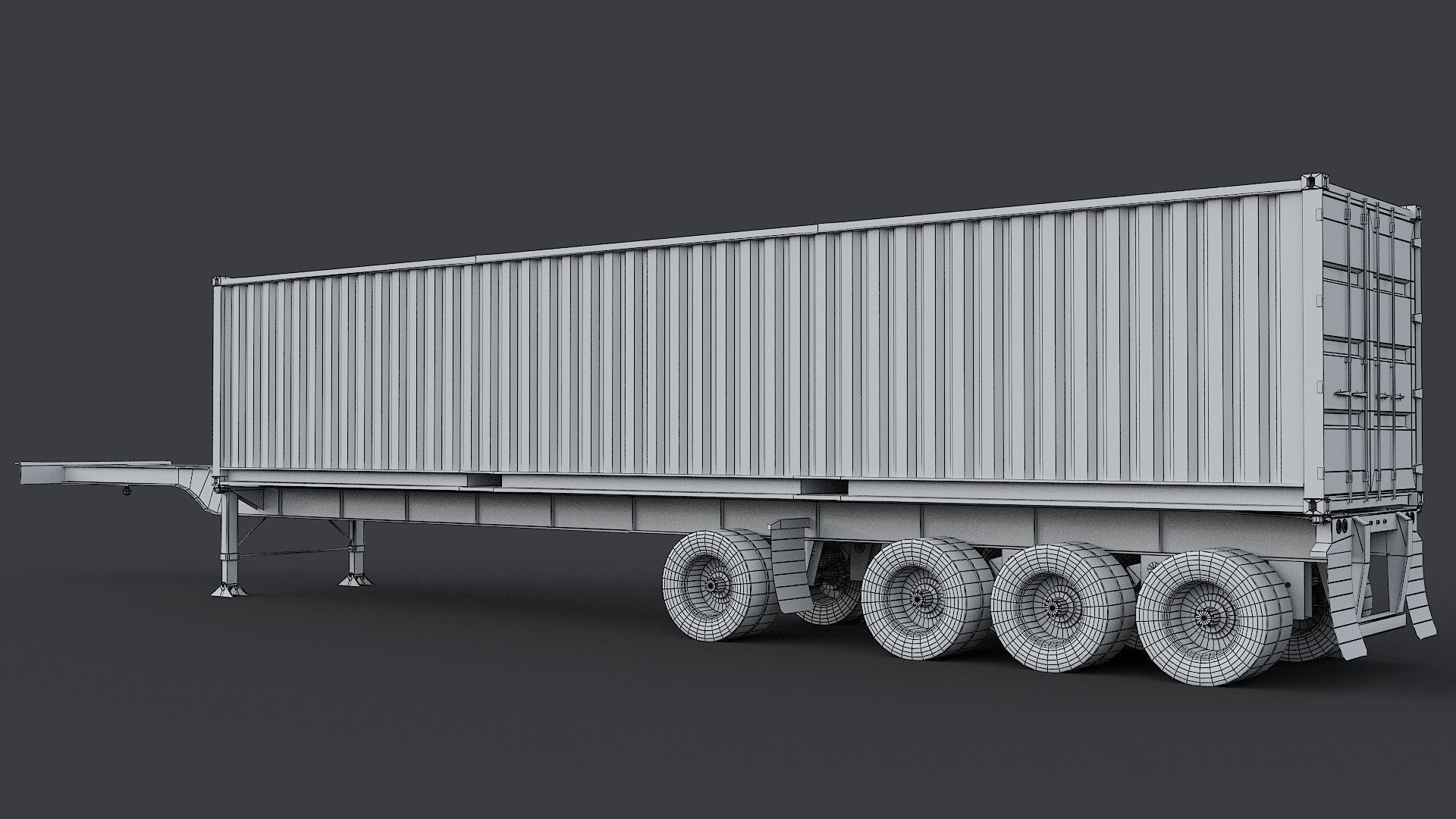 Industrial Truck with Trailers Low-poly 3D model_14