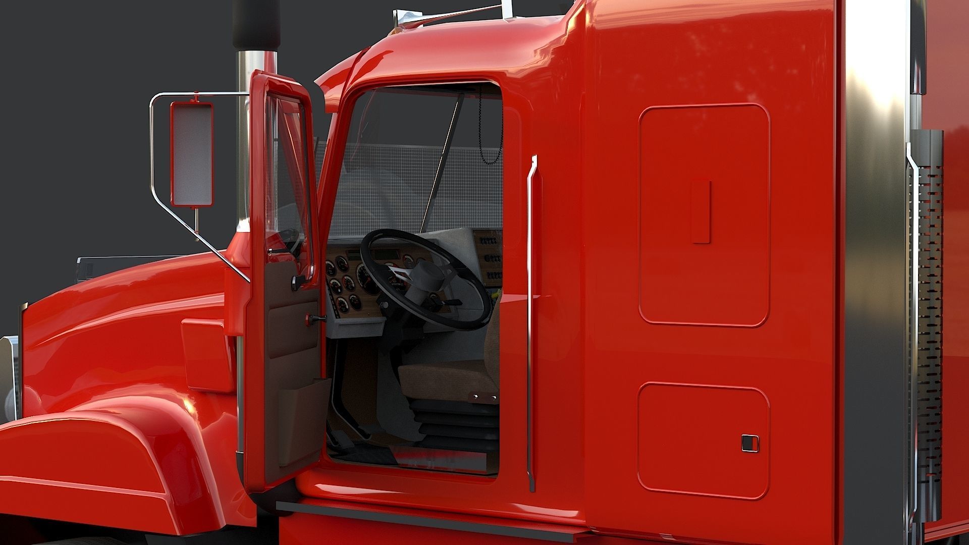 Industrial Truck with Trailers Low-poly 3D model_2