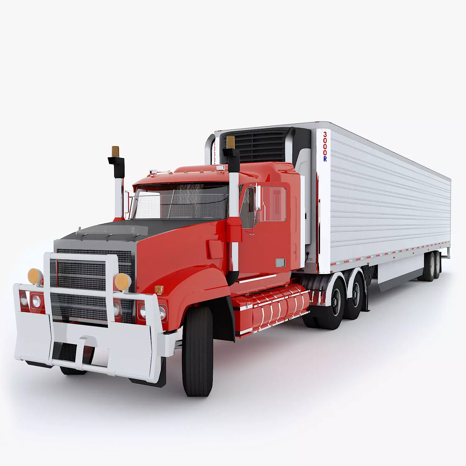 Industrial Truck with Trailers Low-poly 3D model_0