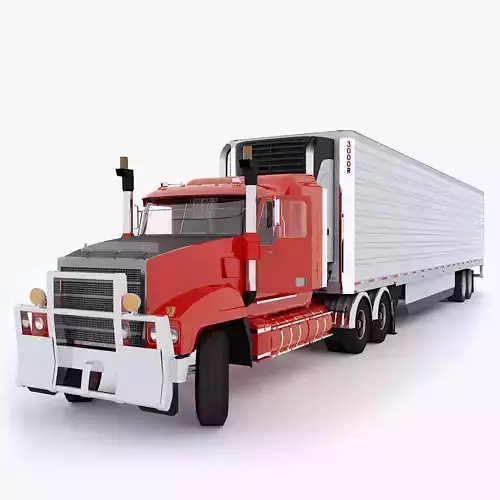 Industrial Truck with Trailers Low-poly 3D model