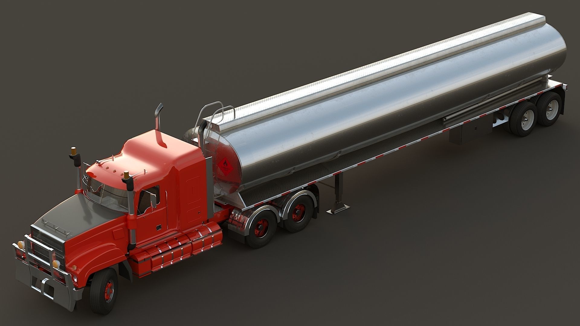 Industrial Truck with Trailers Low-poly 3D model_24