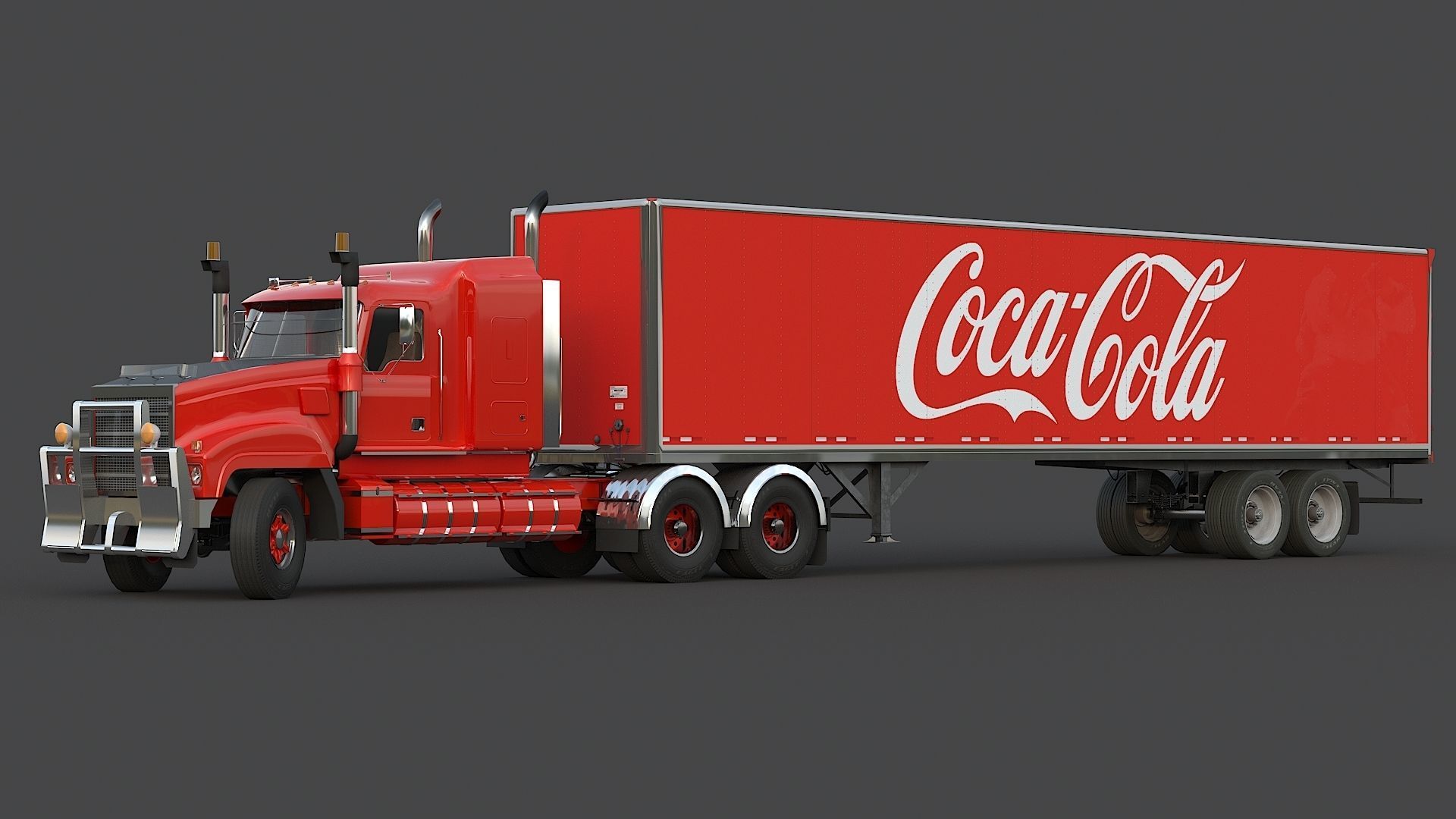 Industrial Truck with Trailers Low-poly 3D model_6