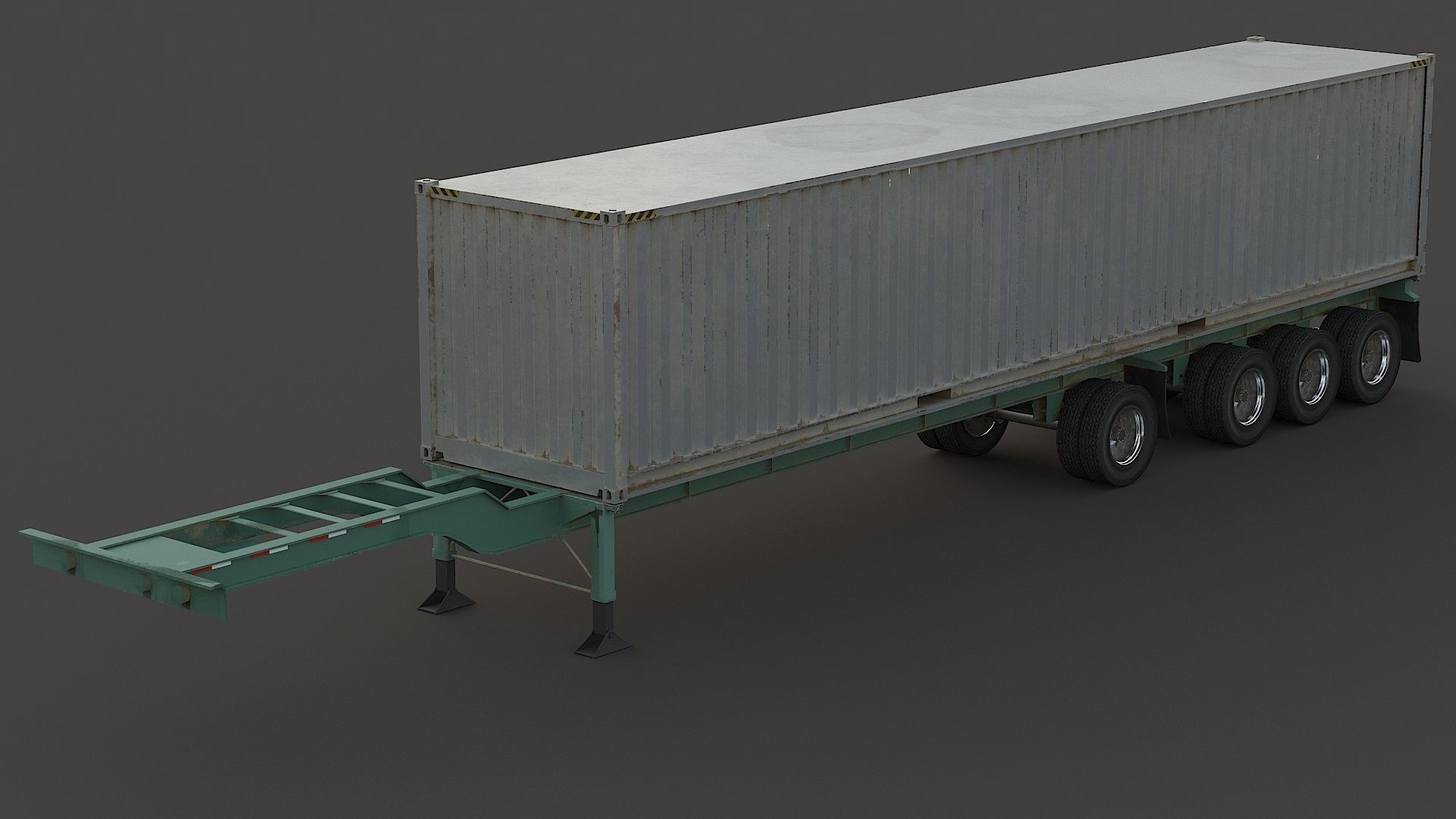 Industrial Truck with Trailers Low-poly 3D model_12