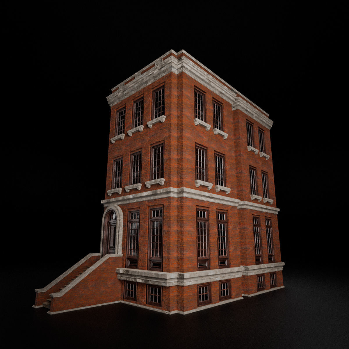 BROOKLYN BROWNSTONE REGULAR OLD BUILDING 004 Low-poly 3D model_4
