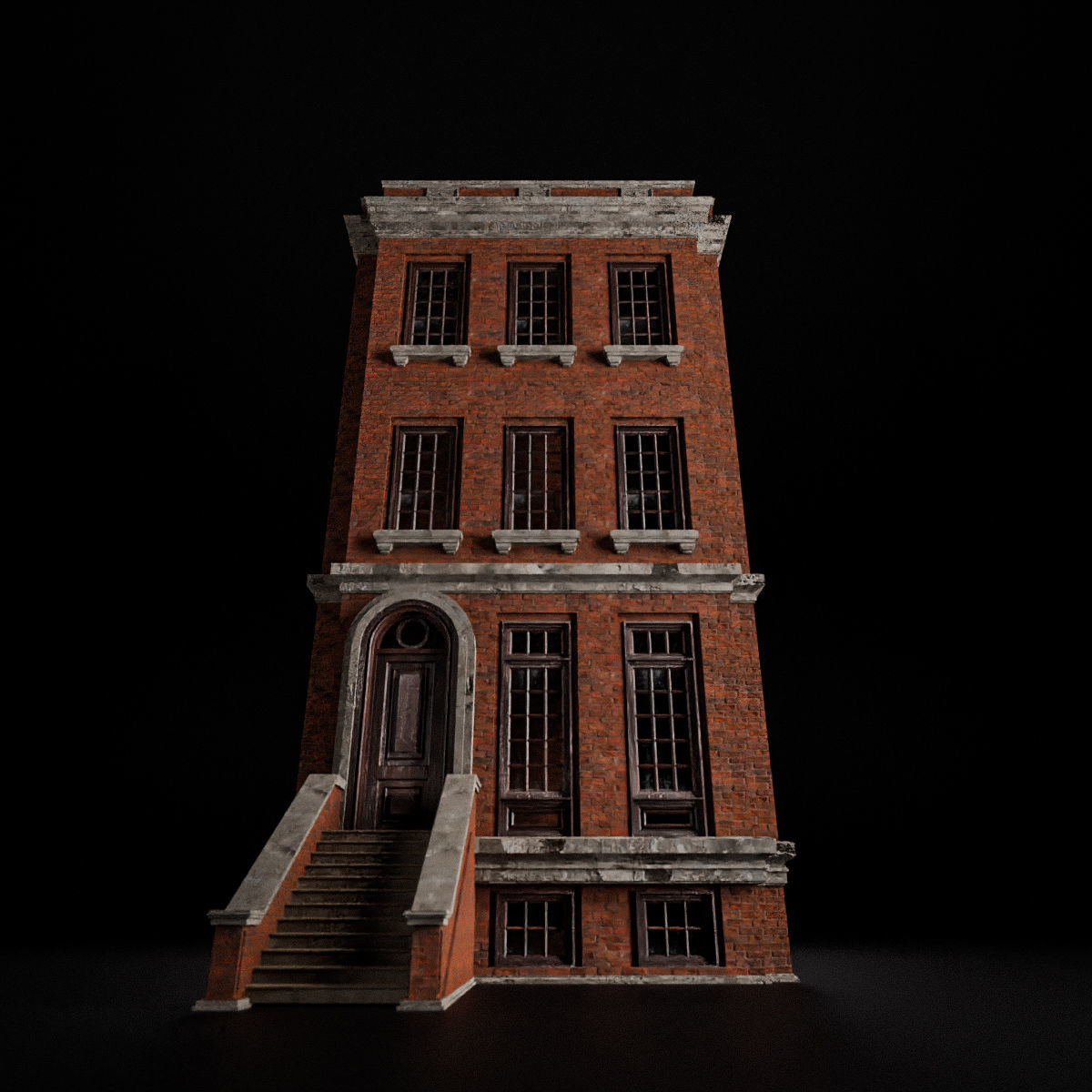 BROOKLYN BROWNSTONE REGULAR OLD BUILDING 004 Low-poly 3D model_11