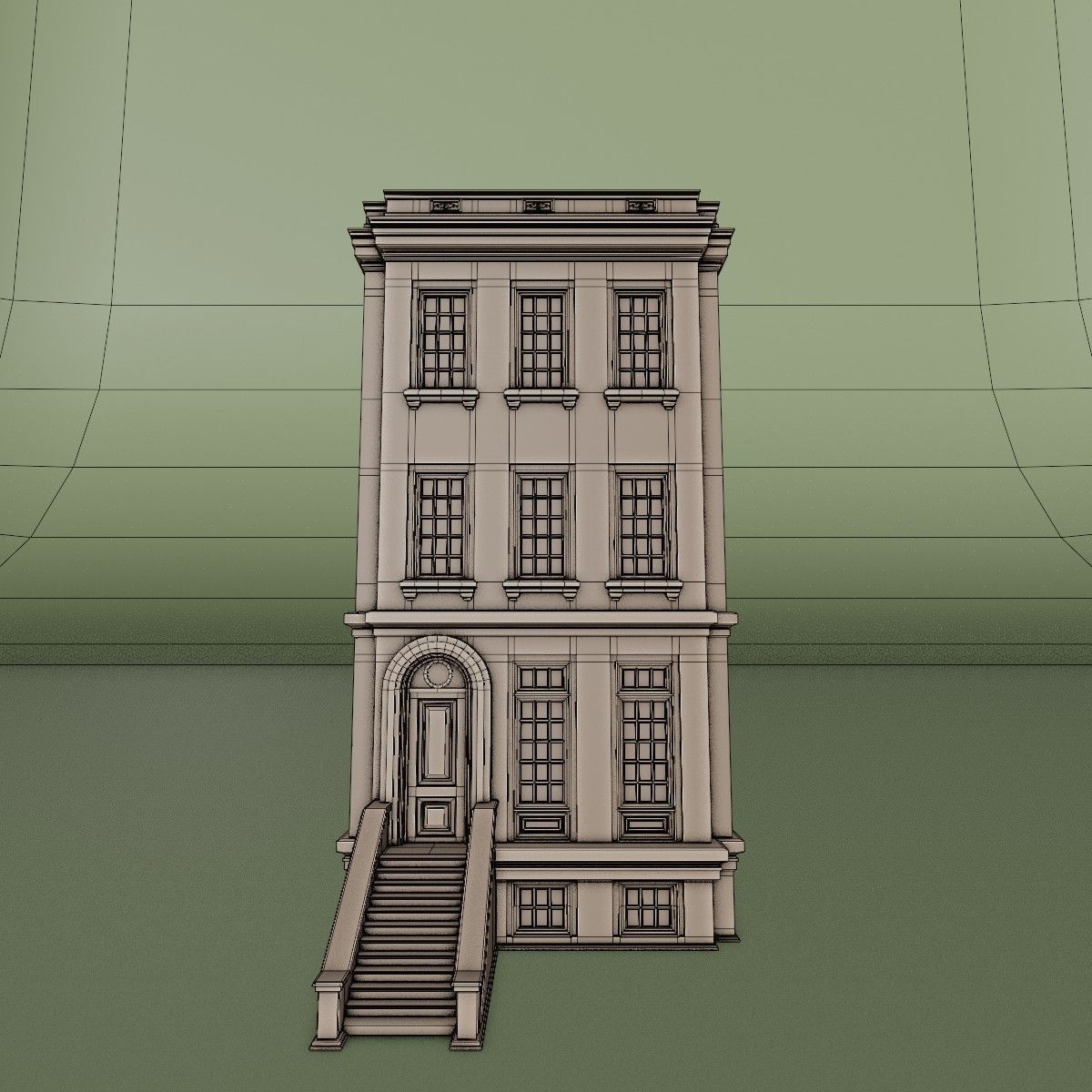 BROOKLYN BROWNSTONE REGULAR OLD BUILDING 004 Low-poly 3D model_20