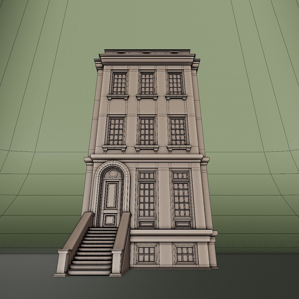 BROOKLYN BROWNSTONE REGULAR OLD BUILDING 004 Low-poly 3D model_19