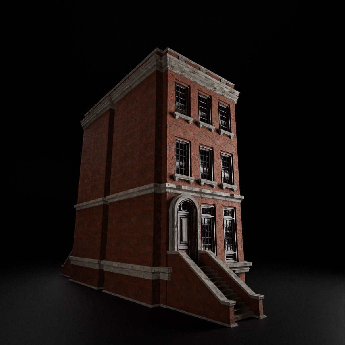 BROOKLYN BROWNSTONE REGULAR OLD BUILDING 004 Low-poly 3D model_3