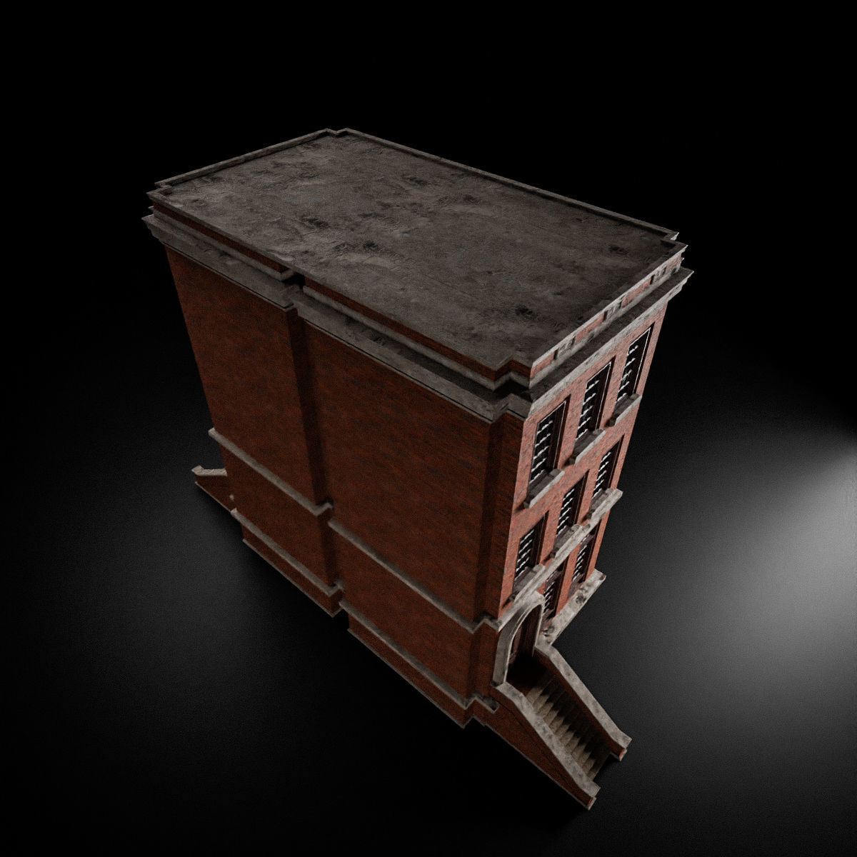 BROOKLYN BROWNSTONE REGULAR OLD BUILDING 004 Low-poly 3D model_7