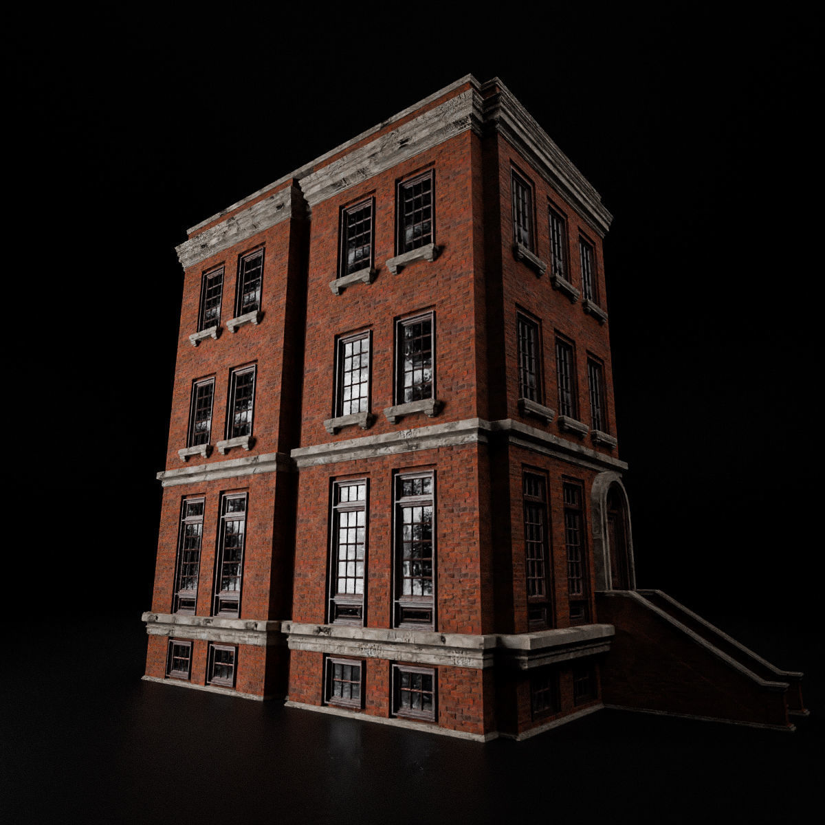 BROOKLYN BROWNSTONE REGULAR OLD BUILDING 004 Low-poly 3D model_5