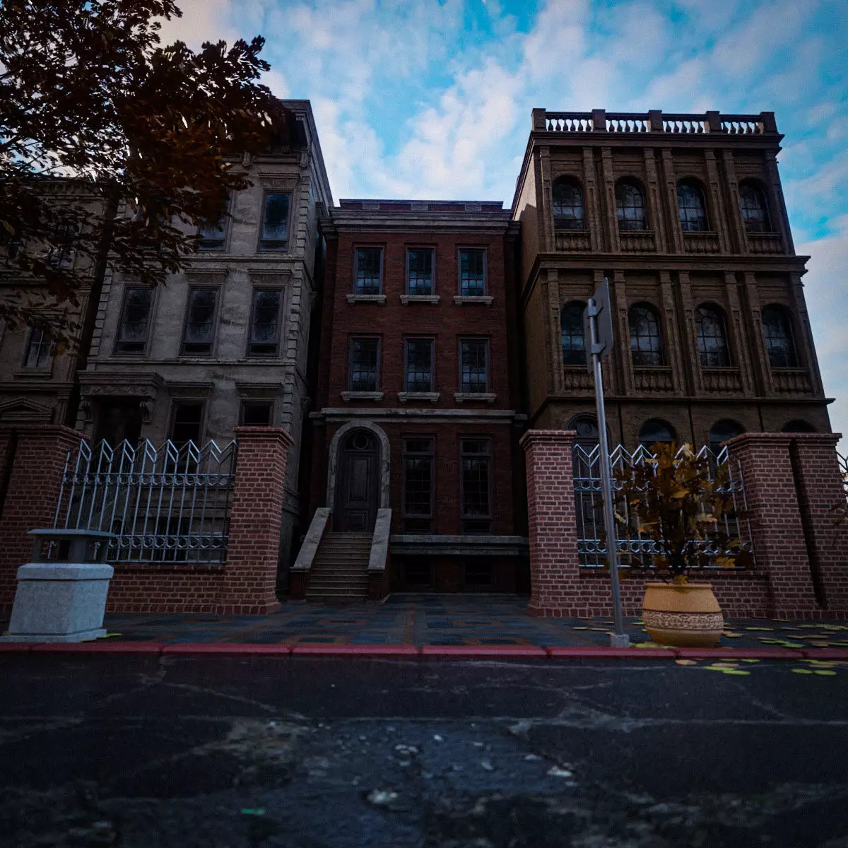 BROOKLYN BROWNSTONE REGULAR OLD BUILDING 004 Low-poly 3D model_0