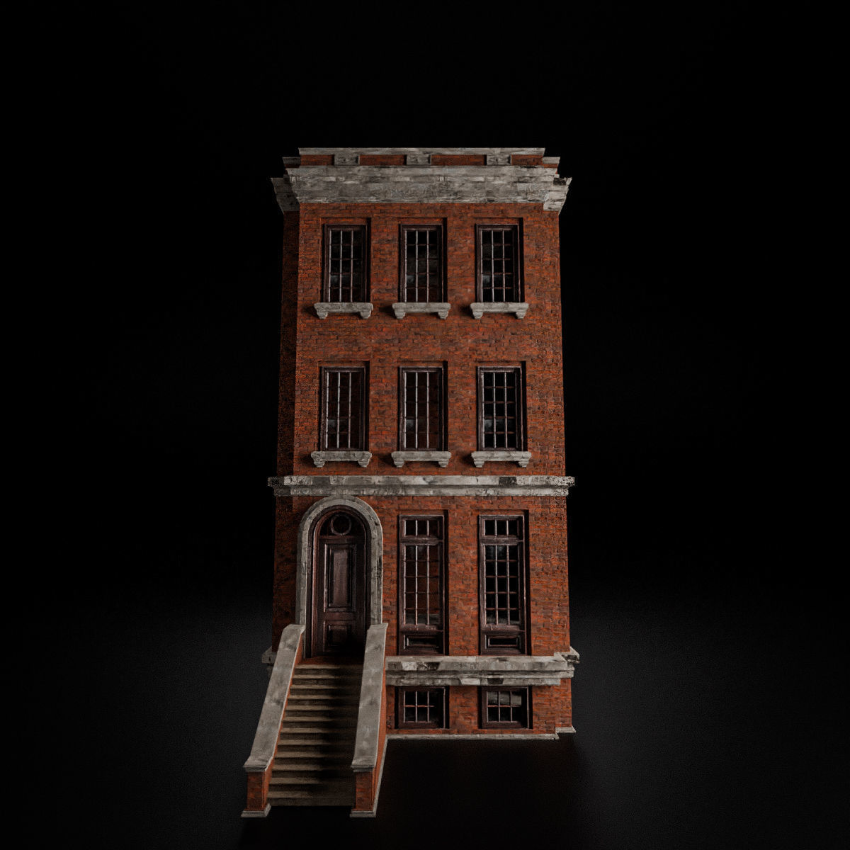 BROOKLYN BROWNSTONE REGULAR OLD BUILDING 004 Low-poly 3D model_2
