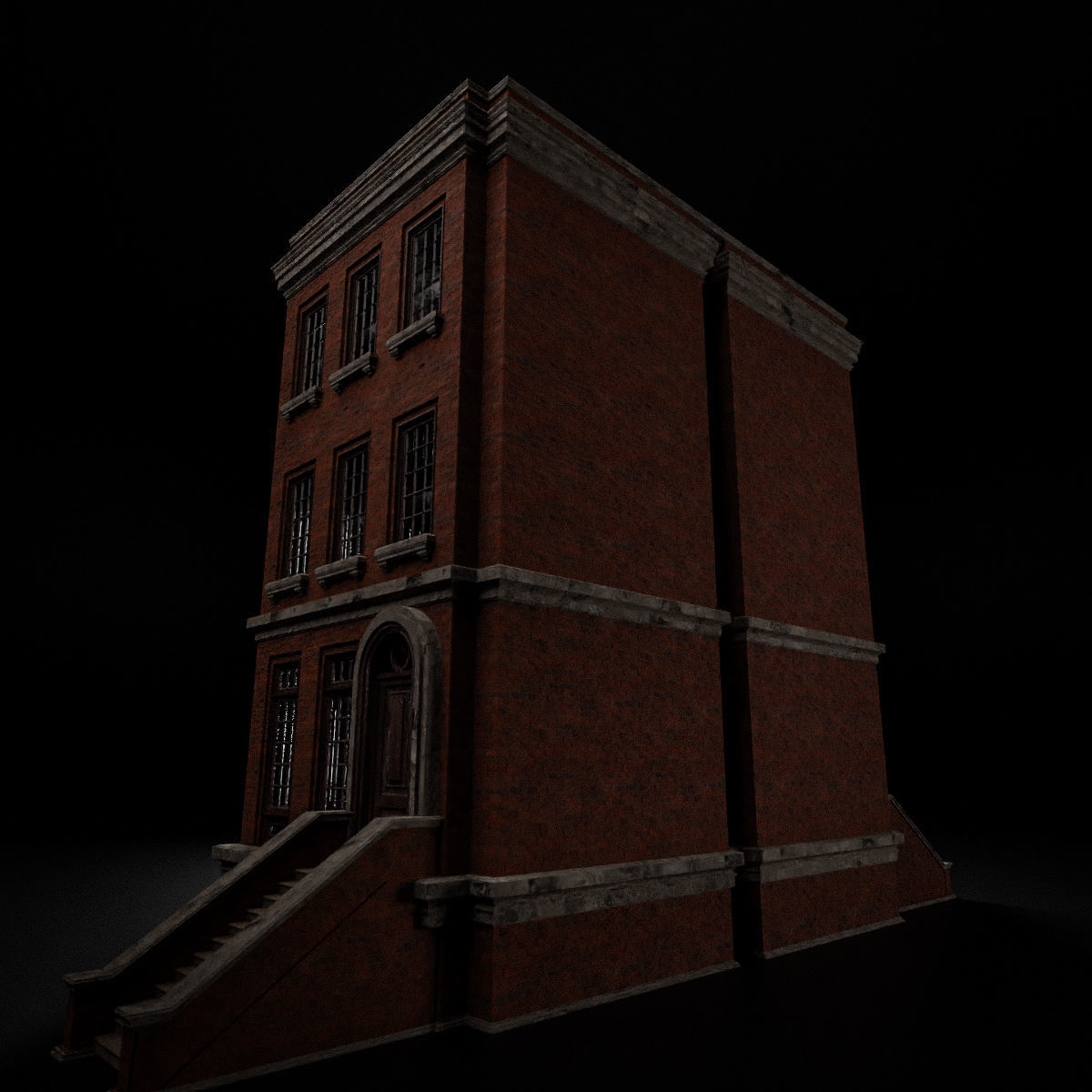 BROOKLYN BROWNSTONE REGULAR OLD BUILDING 004 Low-poly 3D model_6