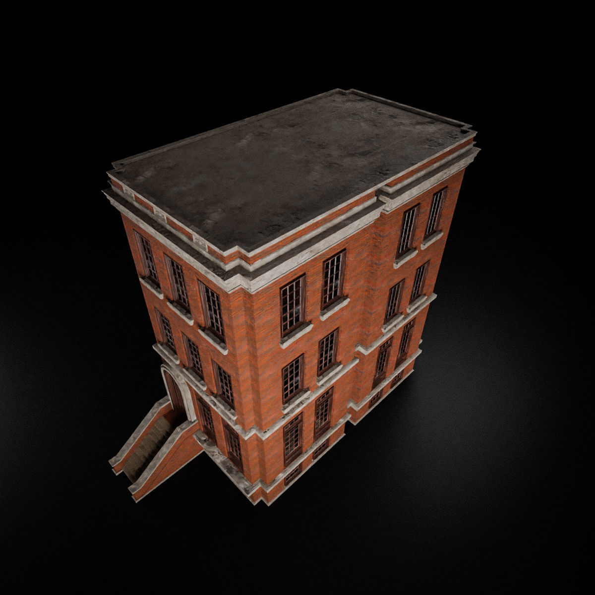BROOKLYN BROWNSTONE REGULAR OLD BUILDING 004 Low-poly 3D model_9