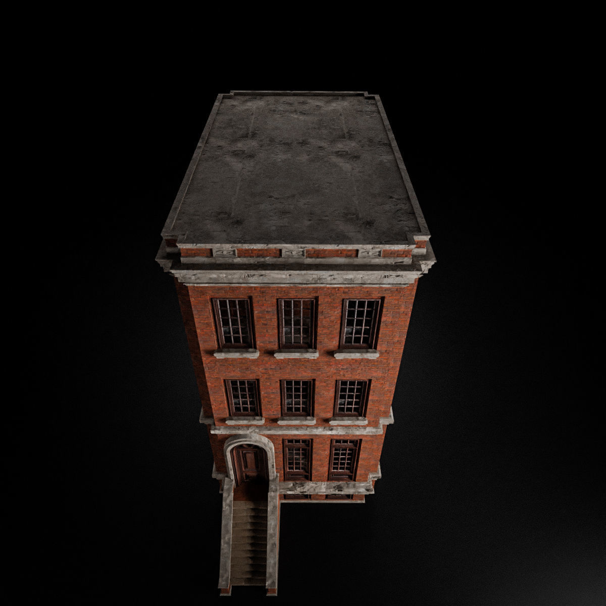 BROOKLYN BROWNSTONE REGULAR OLD BUILDING 004 Low-poly 3D model_8