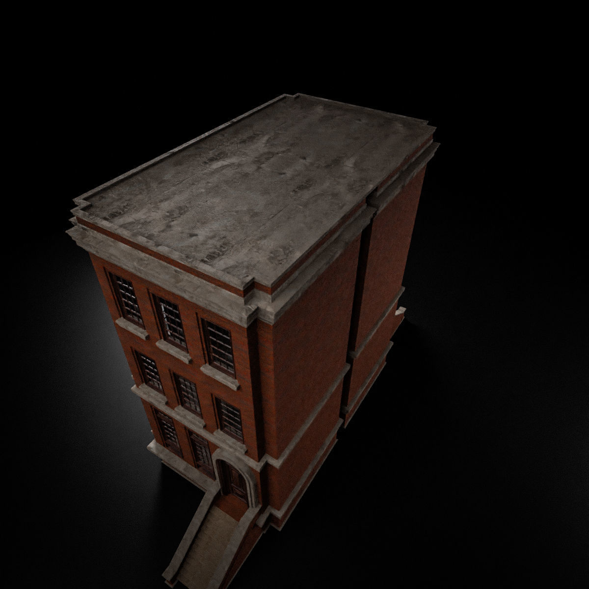 BROOKLYN BROWNSTONE REGULAR OLD BUILDING 004 Low-poly 3D model_10