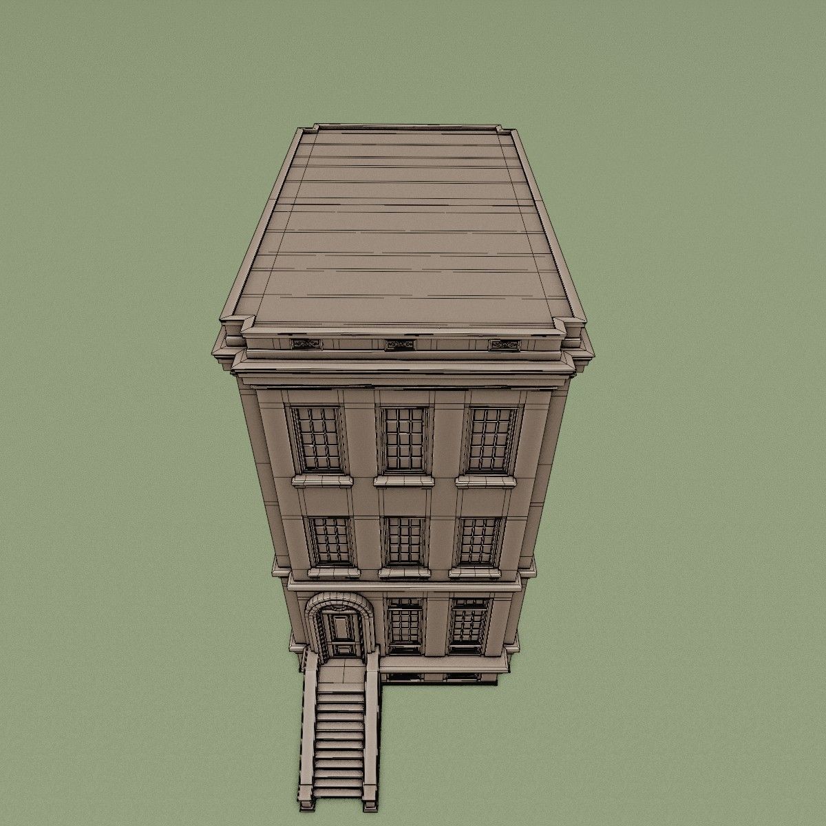 BROOKLYN BROWNSTONE REGULAR OLD BUILDING 004 Low-poly 3D model_12