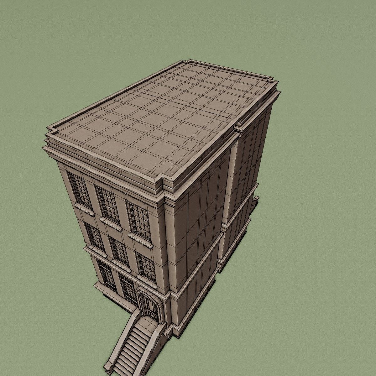BROOKLYN BROWNSTONE REGULAR OLD BUILDING 004 Low-poly 3D model_16