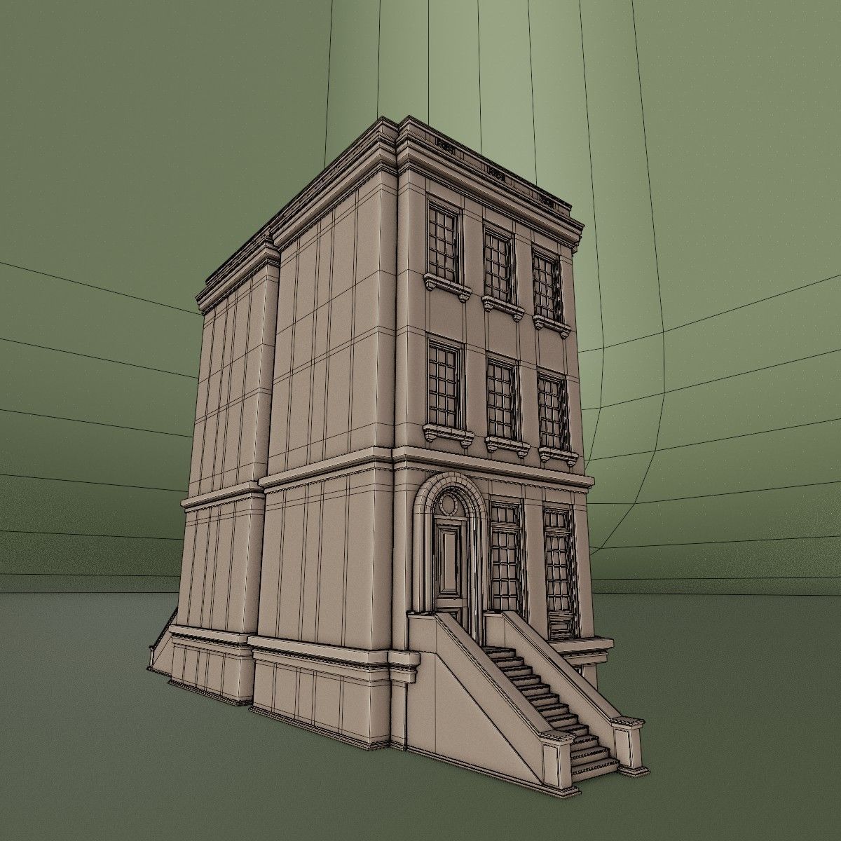 BROOKLYN BROWNSTONE REGULAR OLD BUILDING 004 Low-poly 3D model_21