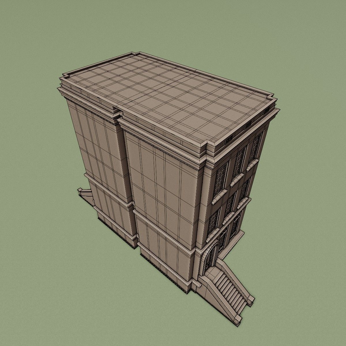 BROOKLYN BROWNSTONE REGULAR OLD BUILDING 004 Low-poly 3D model_13