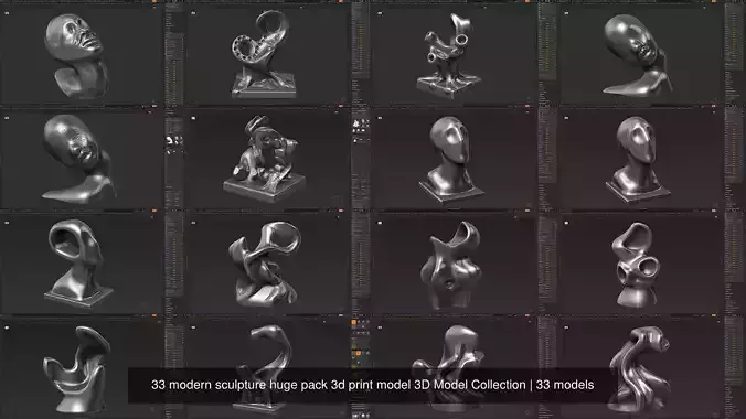 33 modern sculpture huge pack 3d print model 3D Model Collection 