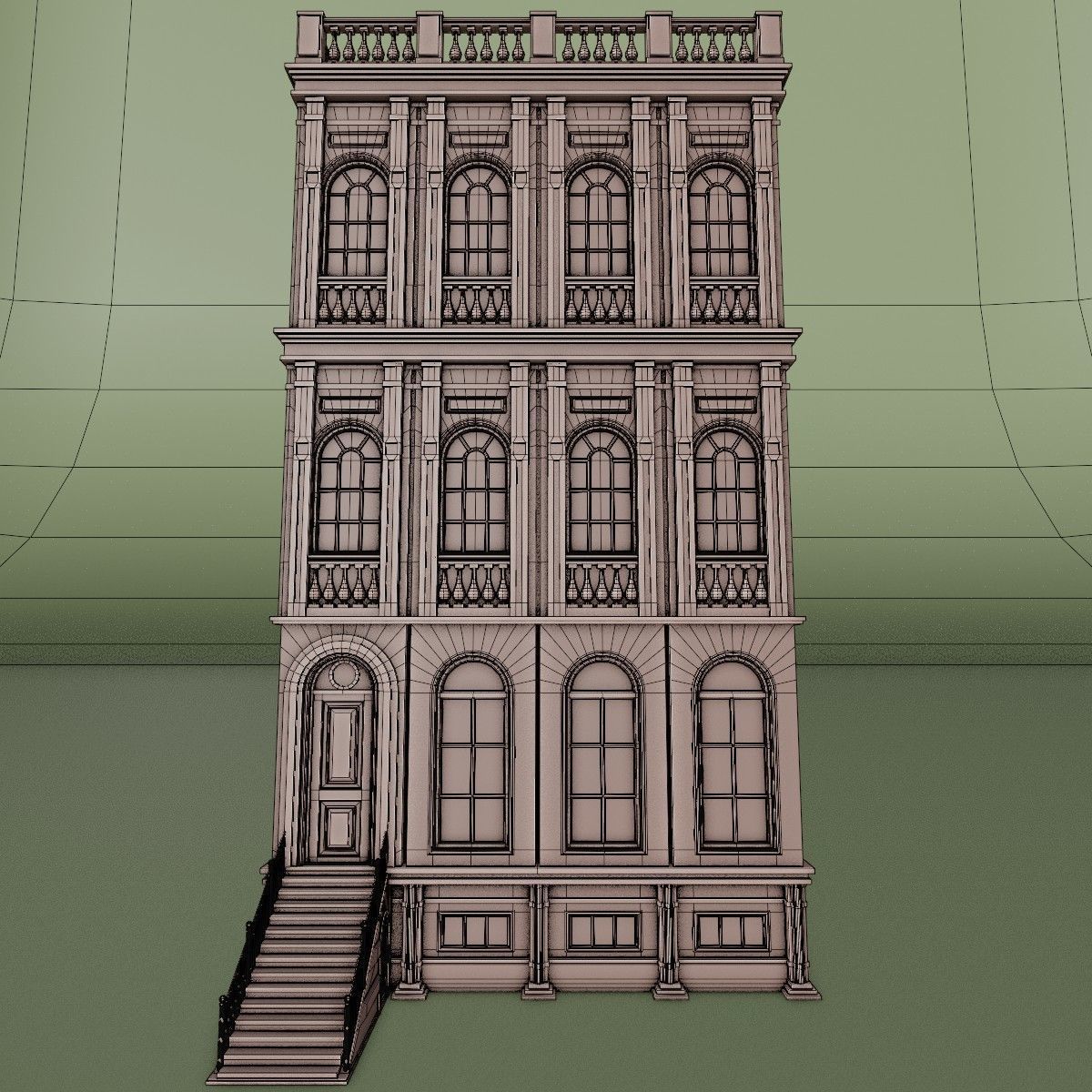 BROOKLYN BROWNSTONE REGULAR OLD BUILDING 005 Low-poly 3D model_21